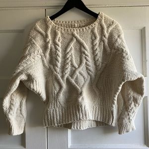 Ladies Cropped Cozy Cream Sweater Size Small.